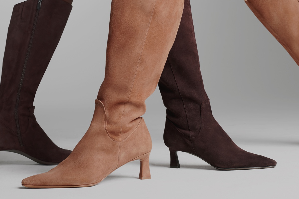 Naturalizer knee high boots in dark and light suede leather