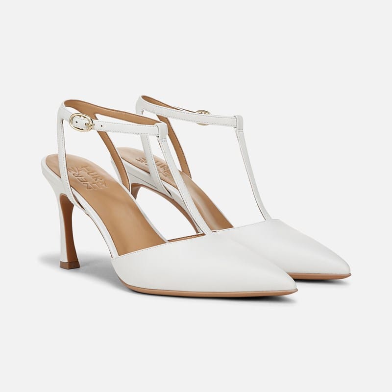 NAT Naturalizer Astrid Pump Shoes (White Leather) Size 9.5 M Ankle Straps