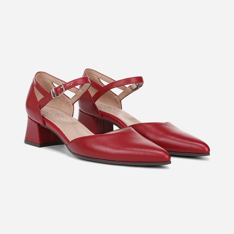 NAT Naturalizer Maddox Strappy Pump Shoes (Hearts Flame Red Leather) Size 7.5 M