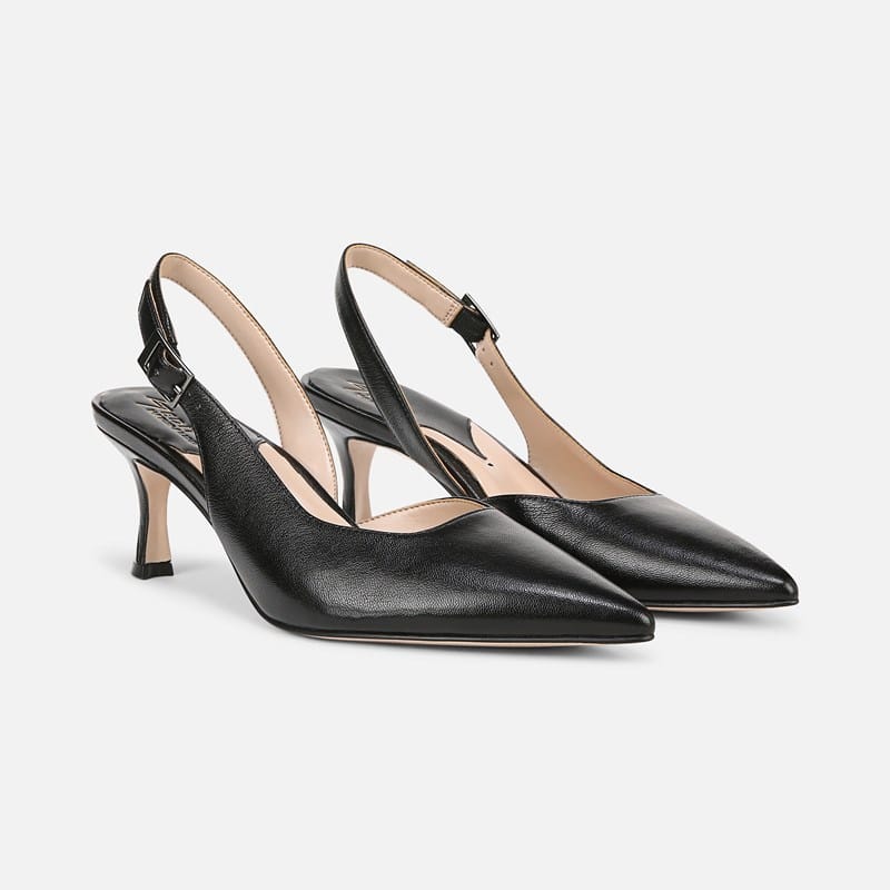 N1927 27 EDIT 27 EDIT Felicia 4 Slingback Dress Shoe Shoes (Black Leather) Size 6.5 M Rubber Outsole