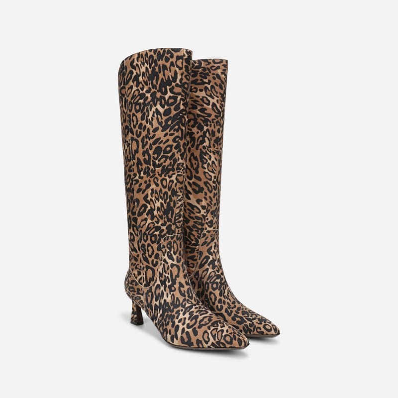 NAT Naturalizer Deesha Wide Calf Knee High Boot Boots (Leopard Print Suede/Leather) Size 8.0 M Non-Slip Outsole