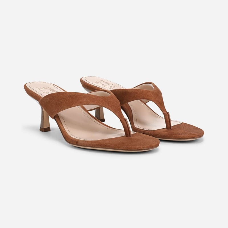 N1927 27 EDIT 27 EDIT Tressa Dress Sandal Sandals (Walnut Brown Suede/Faux Leather) Size 5.5 M Dress Sandals, Slip-On, Open Toe