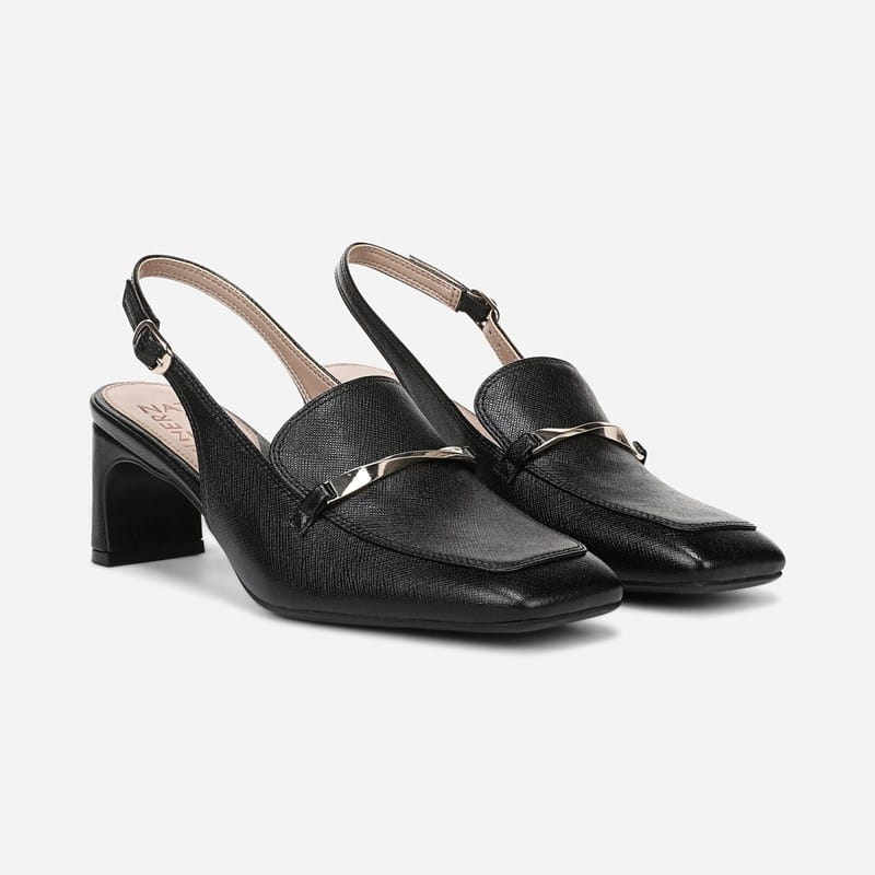 NAT Naturalizer Cypress Slingback Dress Shoe Shoes (Black Leather) Size 5.0 M Chic Loafers